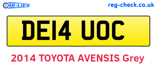DE14UOC are the vehicle registration plates.