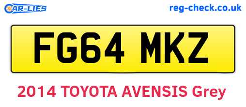 FG64MKZ are the vehicle registration plates.