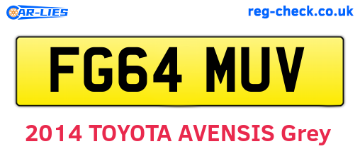 FG64MUV are the vehicle registration plates.