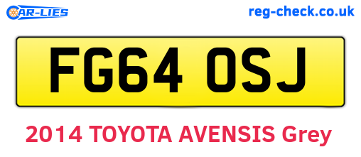 FG64OSJ are the vehicle registration plates.
