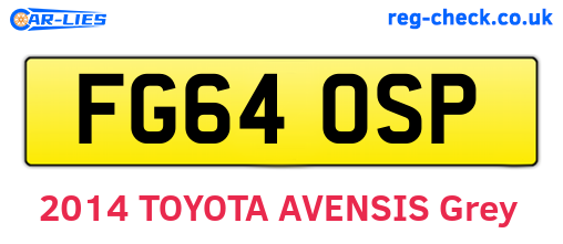 FG64OSP are the vehicle registration plates.