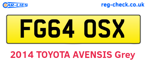 FG64OSX are the vehicle registration plates.