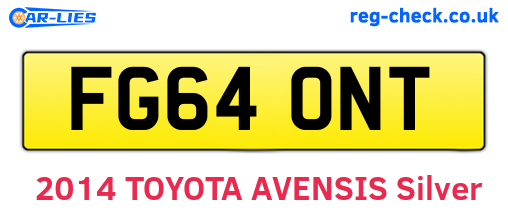 FG64ONT are the vehicle registration plates.