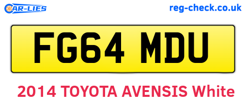 FG64MDU are the vehicle registration plates.