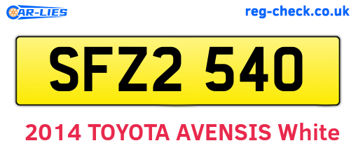 SFZ2540 are the vehicle registration plates.