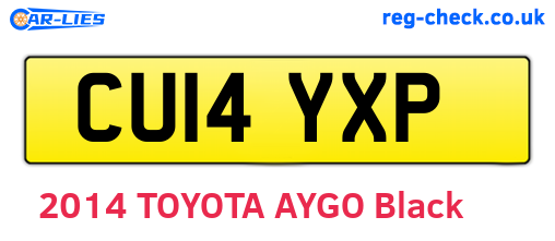 CU14YXP are the vehicle registration plates.