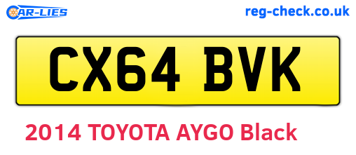 CX64BVK are the vehicle registration plates.