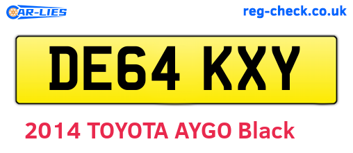DE64KXY are the vehicle registration plates.