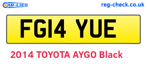 FG14YUE are the vehicle registration plates.