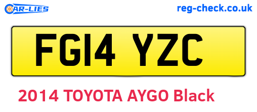FG14YZC are the vehicle registration plates.