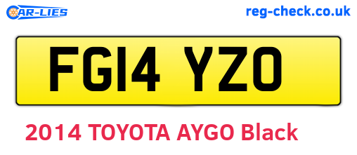 FG14YZO are the vehicle registration plates.