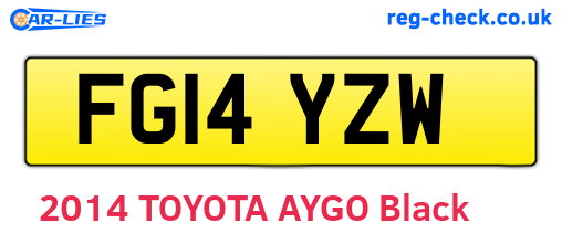 FG14YZW are the vehicle registration plates.