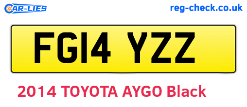 FG14YZZ are the vehicle registration plates.