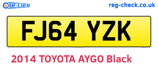 FJ64YZK are the vehicle registration plates.