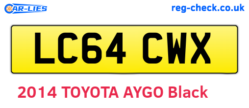 LC64CWX are the vehicle registration plates.