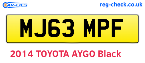 MJ63MPF are the vehicle registration plates.