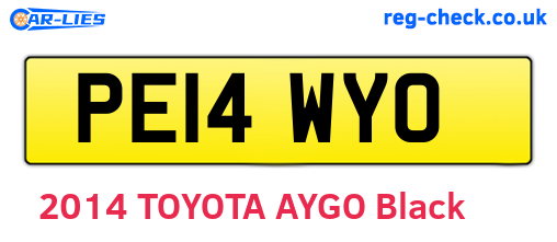 PE14WYO are the vehicle registration plates.