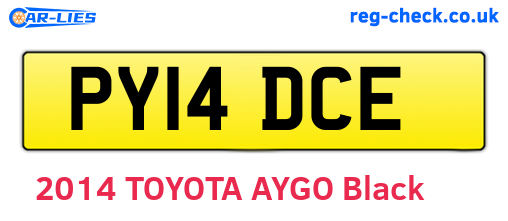 PY14DCE are the vehicle registration plates.
