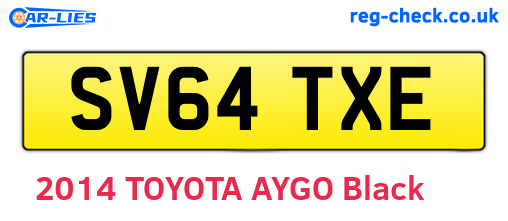 SV64TXE are the vehicle registration plates.