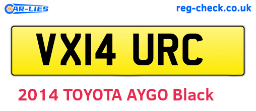 VX14URC are the vehicle registration plates.