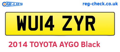 WU14ZYR are the vehicle registration plates.