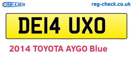 DE14UXO are the vehicle registration plates.