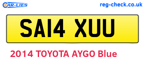 SA14XUU are the vehicle registration plates.