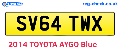 SV64TWX are the vehicle registration plates.