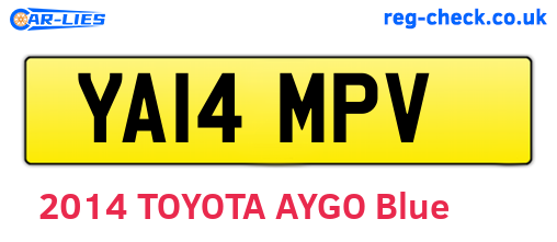 YA14MPV are the vehicle registration plates.