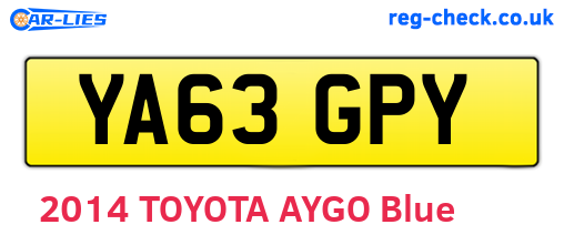 YA63GPY are the vehicle registration plates.