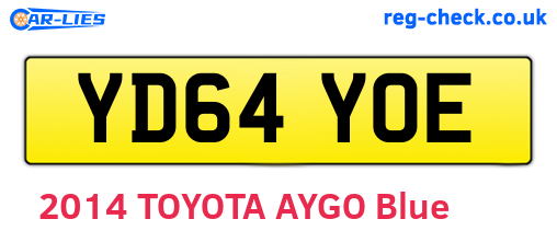 YD64YOE are the vehicle registration plates.
