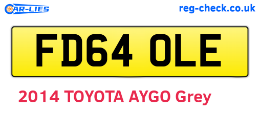 FD64OLE are the vehicle registration plates.