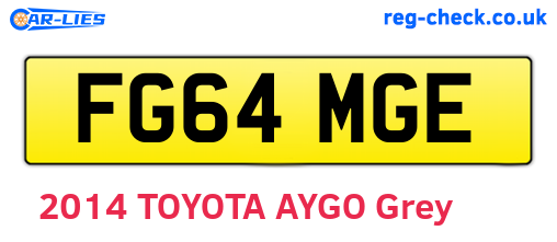 FG64MGE are the vehicle registration plates.