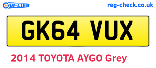 GK64VUX are the vehicle registration plates.