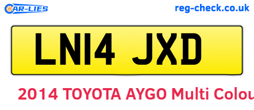 LN14JXD are the vehicle registration plates.