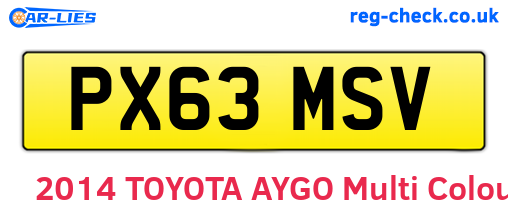 PX63MSV are the vehicle registration plates.