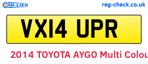 VX14UPR are the vehicle registration plates.