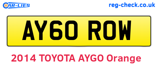 AY60ROW are the vehicle registration plates.