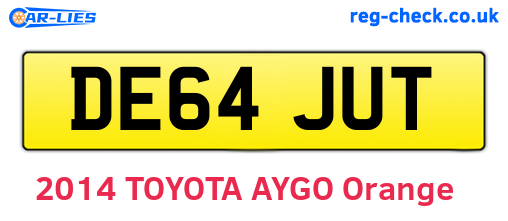 DE64JUT are the vehicle registration plates.