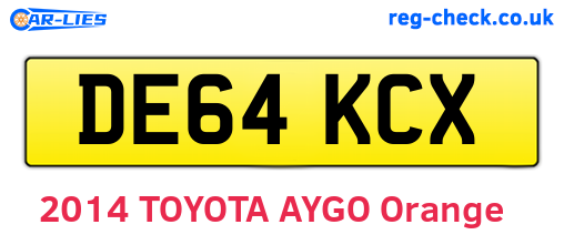 DE64KCX are the vehicle registration plates.