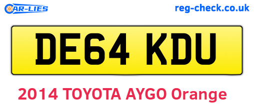 DE64KDU are the vehicle registration plates.