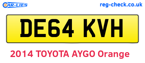 DE64KVH are the vehicle registration plates.