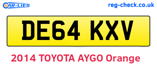DE64KXV are the vehicle registration plates.