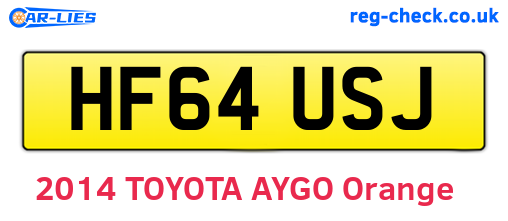 HF64USJ are the vehicle registration plates.