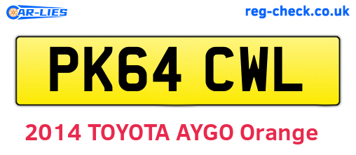 PK64CWL are the vehicle registration plates.