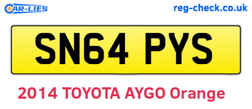 SN64PYS are the vehicle registration plates.