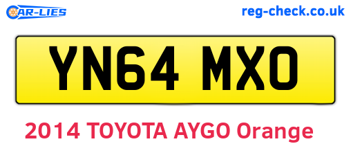 YN64MXO are the vehicle registration plates.