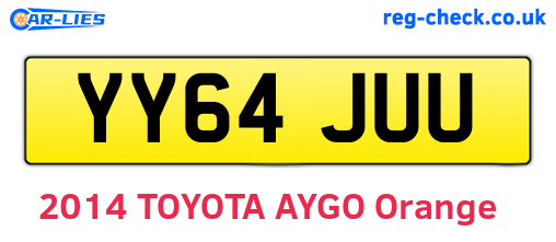 YY64JUU are the vehicle registration plates.
