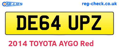 DE64UPZ are the vehicle registration plates.