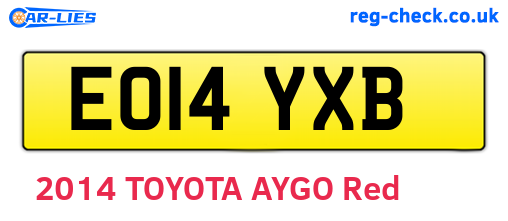EO14YXB are the vehicle registration plates.